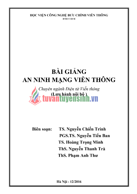 Tải FREE bài giảng An Ninh Mạng Viễn Thông PDF - Học Viện Công Nghệ Bưu Chính Viễn Thông