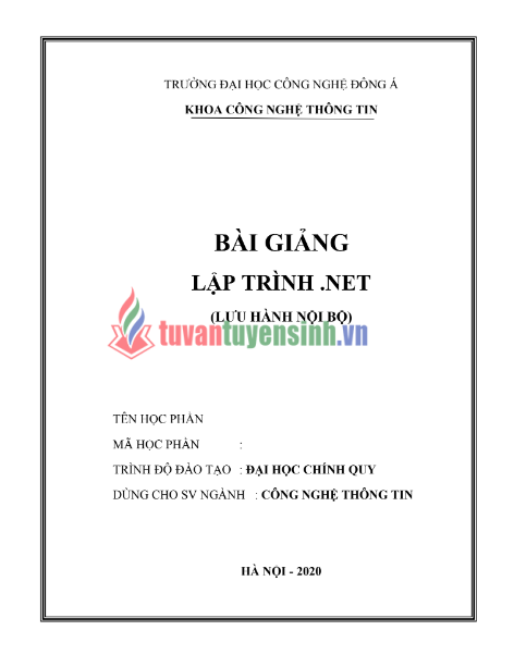 Tải FREE bài giảng Lập Trình .NET PDF - Đại học Công Nghệ Đông Á