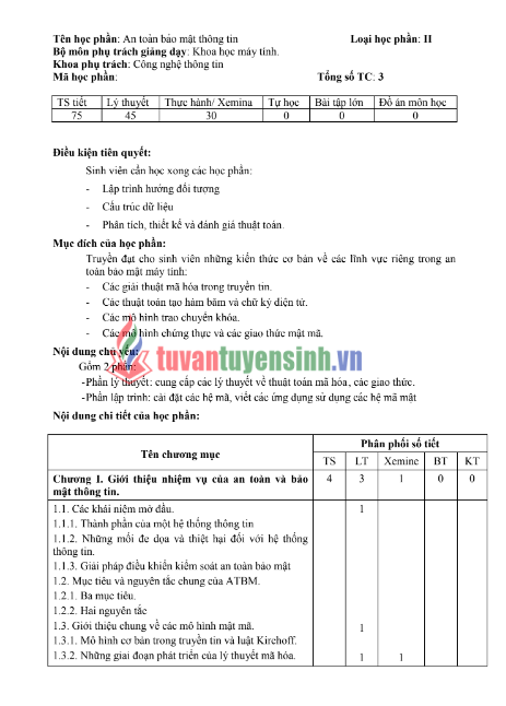 Tải FREE giáo trình An Toàn Và Bảo Mật Thông Tin PDF - Đại học Hàng Hải