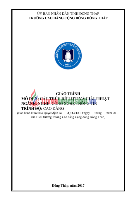 Tải FREE giáo trình Cấu Trúc Dữ Liệu Và Giải Thuật PDF - Cao đẳng Cộng Đồng Đồng Tháp