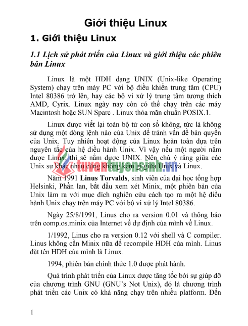 Tải FREE giáo trình Hệ Điều Hành Redhat Linux PDF - Đại học Quốc Gia TPHCM