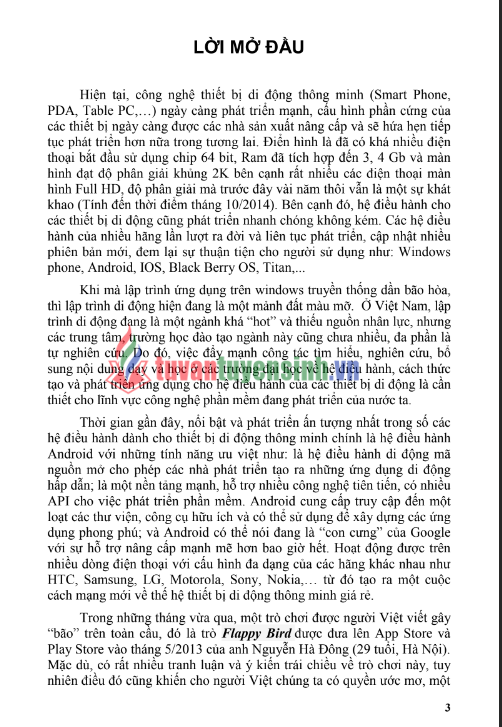 Tải FREE giáo trình Lập Trình Android Cơ Bản PDF - Đại Học Sư Phạm Kỹ Thuật TPHCM