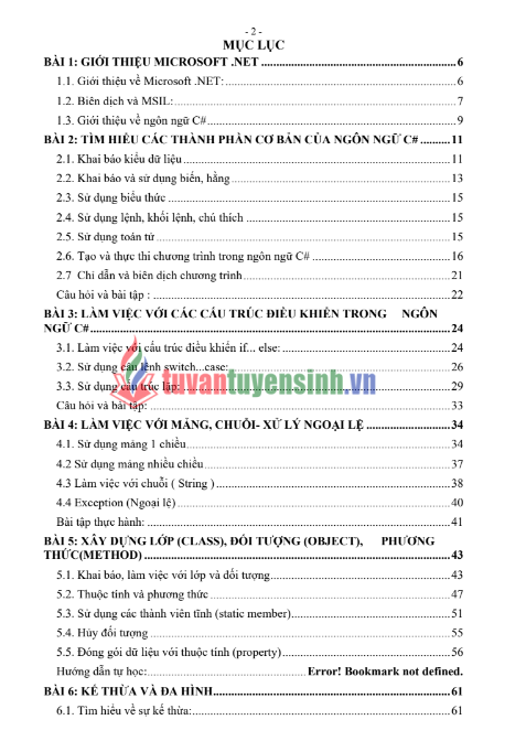 Tải FREE giáo trình Lập Trình C#.NET PDF - Cao Đẳng Kỹ Thuật Công Nghệ Quy Nhơn 6 Tải FREE giáo trình Lập Trình C#.NET PDF - Cao Đẳng Kỹ Thuật Công Nghệ Quy Nhơn