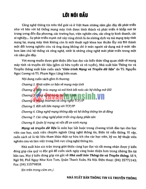 Tải FREE giáo trình Mạng Và Truyền Dữ Liệu PDF