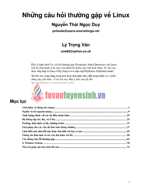 Tải FREE giáo trình Những Câu Hỏi Thường Gặp Về Linux PDF
