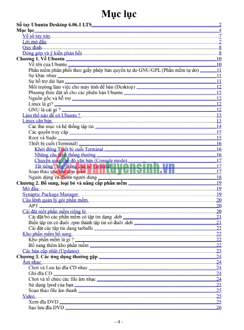 Tải FREE giáo trình Sổ Tay Ubuntu 6.06.1 PDF