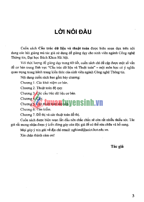 Tải FREE sách Cấu Trúc Dữ Liệu Và Thuật Toán PDF - Nguyễn Đức Nghĩa
