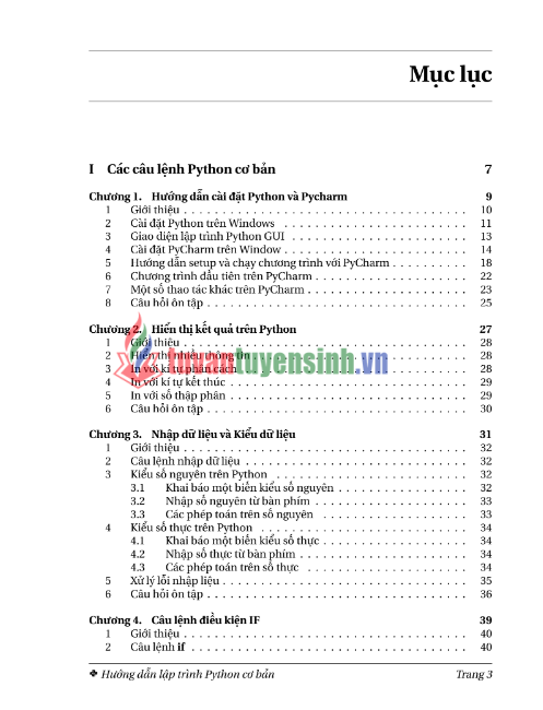 Tải FREE sách Hướng Dẫn Lập Trình Python Cơ Bản PDF