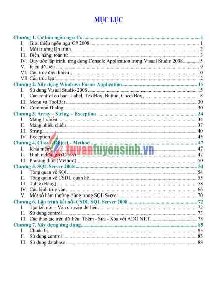 Tải FREE sách Lập Trình C# 2008 Cơ Bản PDF 7 Tải FREE sách Lập Trình C# 2008 Cơ Bản PDF