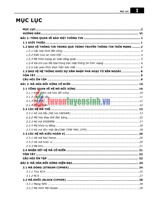 Tải FREE tài liệu Bảo Mật Thông Tin PDF - Đại học Kỹ Thuật Công Nghệ TPHCM