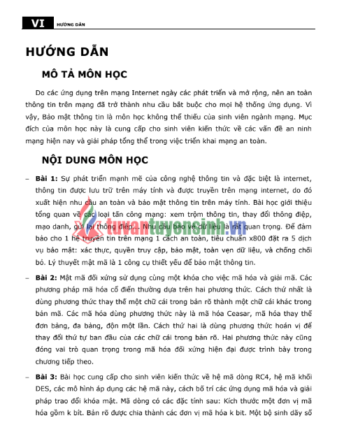 Tải FREE tài liệu Bảo Mật Thông Tin PDF - Đại học Kỹ Thuật Công Nghệ TPHCM