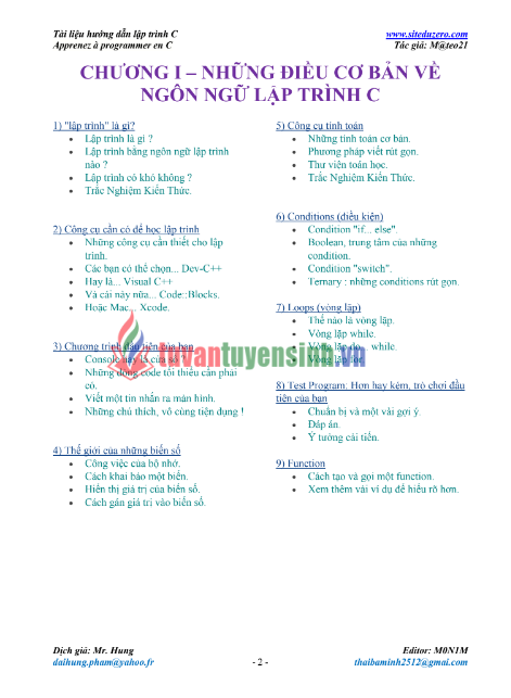 Tải FREE tài liệu Hướng Dẫn Lập Trình C PDF