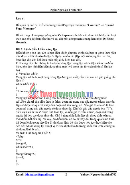 Tải FREE tài liệu Lập Trình PHP Cơ Bản PDF