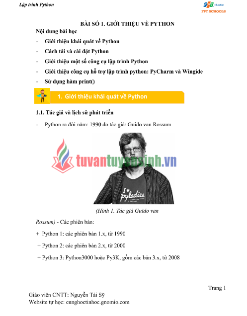 Tải FREE tài liệu Lập Trình Python PDF - TRƯỜNG TH & THCS FPT CẦU GIẤY