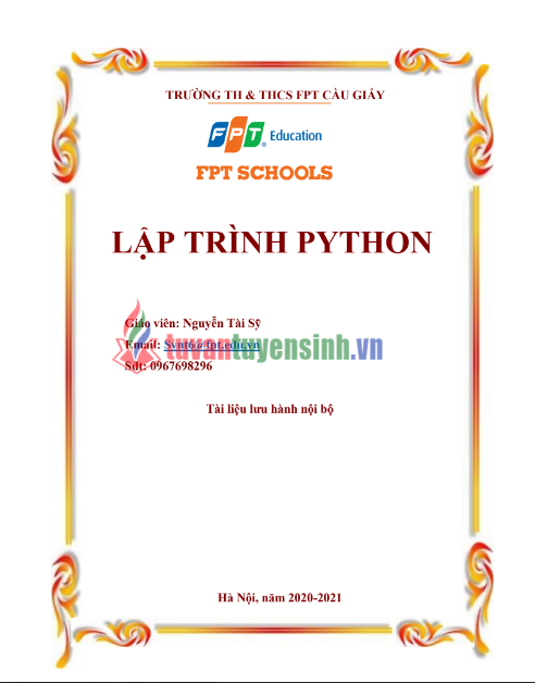 Tải FREE tài liệu Lập Trình Python PDF - TRƯỜNG TH & THCS FPT CẦU GIẤY