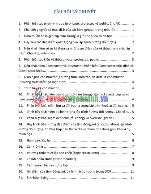 Tải FREE tài liệu Lý Thuyết OOP PDF