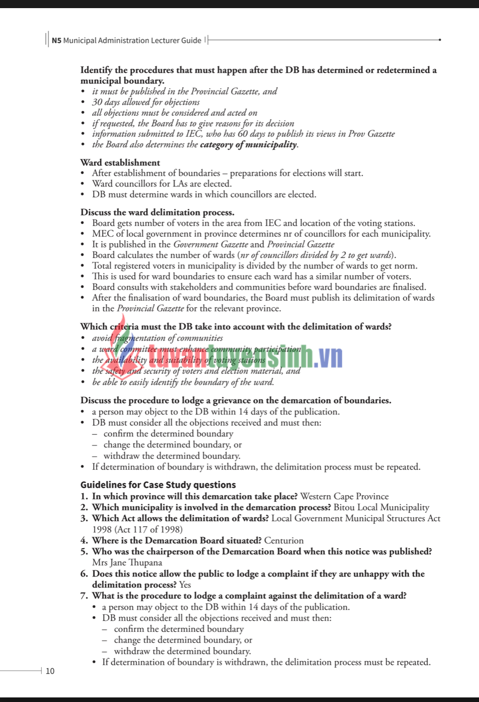 N5 Municipal Administration Lecturer Guide 8