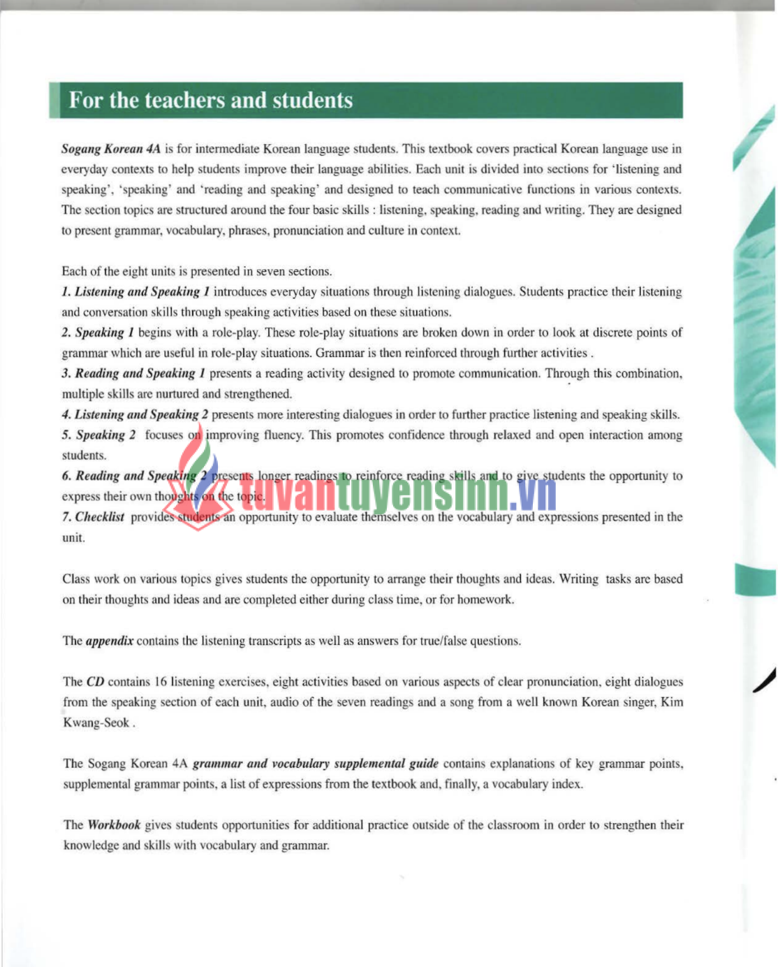 Sách Sogang Korean 4A Student Book 1