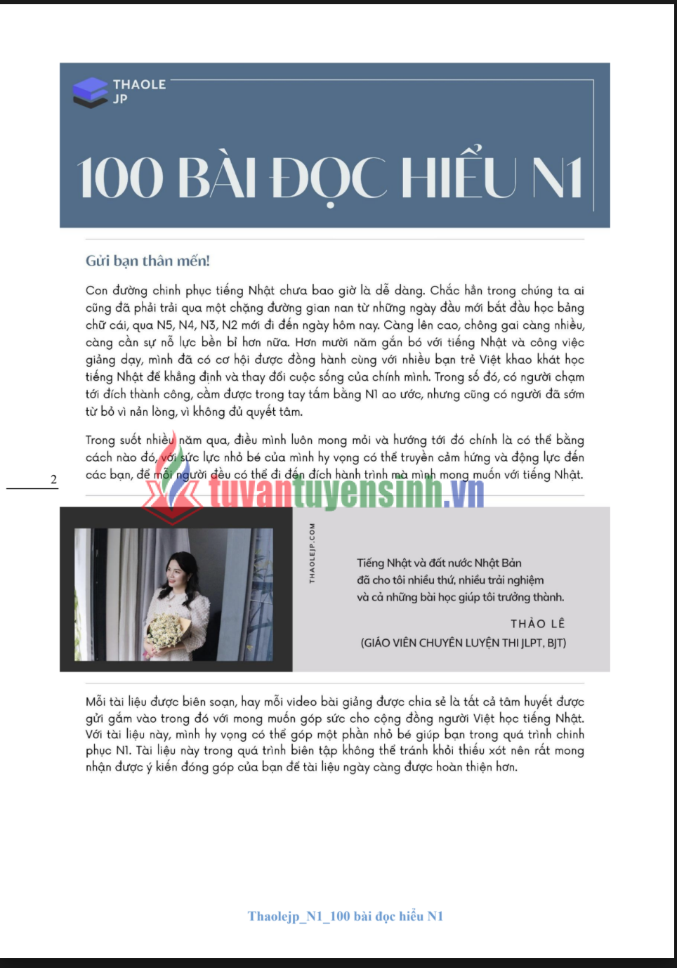 Sách Thaolejp N1 100 bài đọc hiểu N1 1