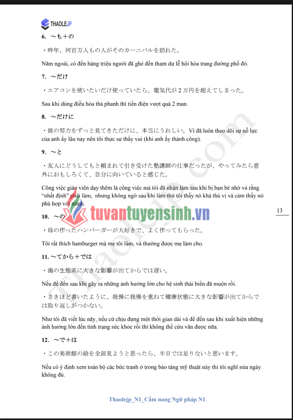 Sách Thaolejp N1 Cẩm Nang Ngữ Pháp N1 2