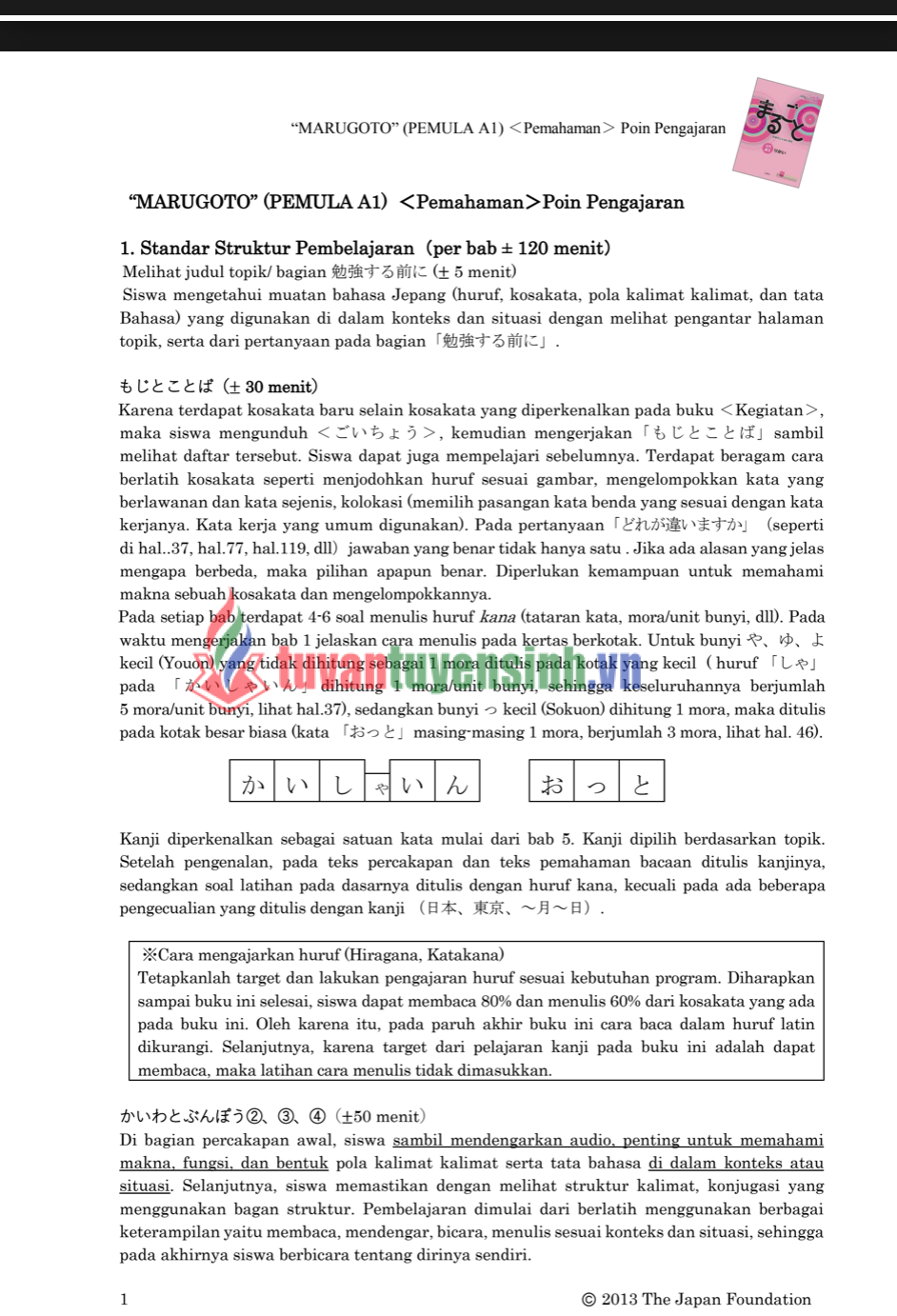 TẢI FREE sách Poin Pengajaran Marugoto A1 2