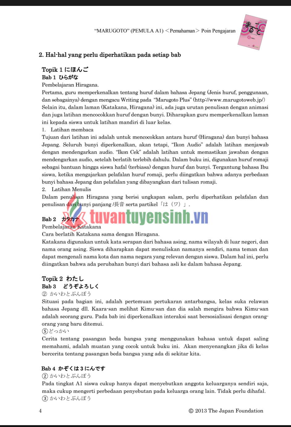 TẢI FREE sách Poin Pengajaran Marugoto A1 5