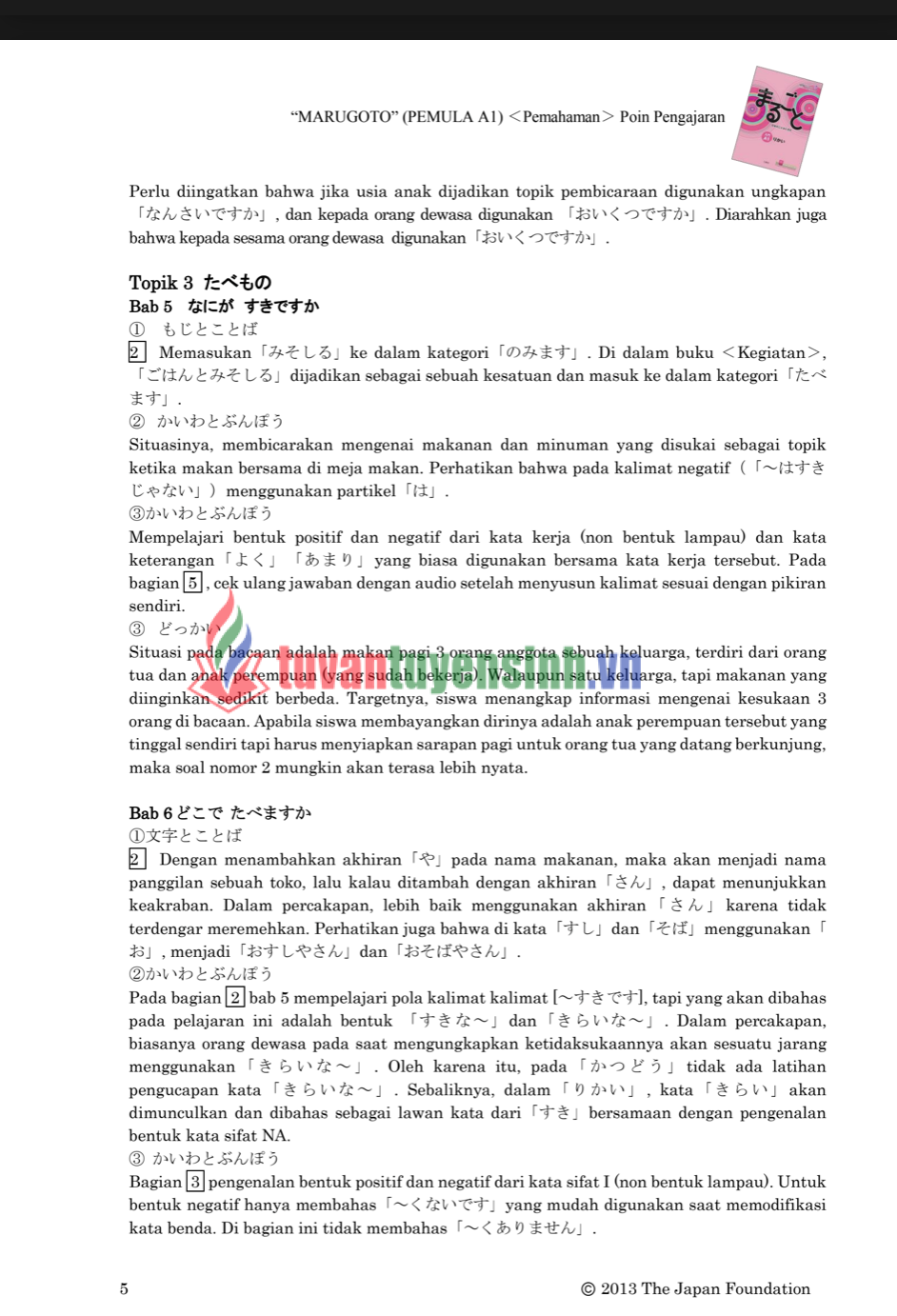 TẢI FREE sách Poin Pengajaran Marugoto A1 6