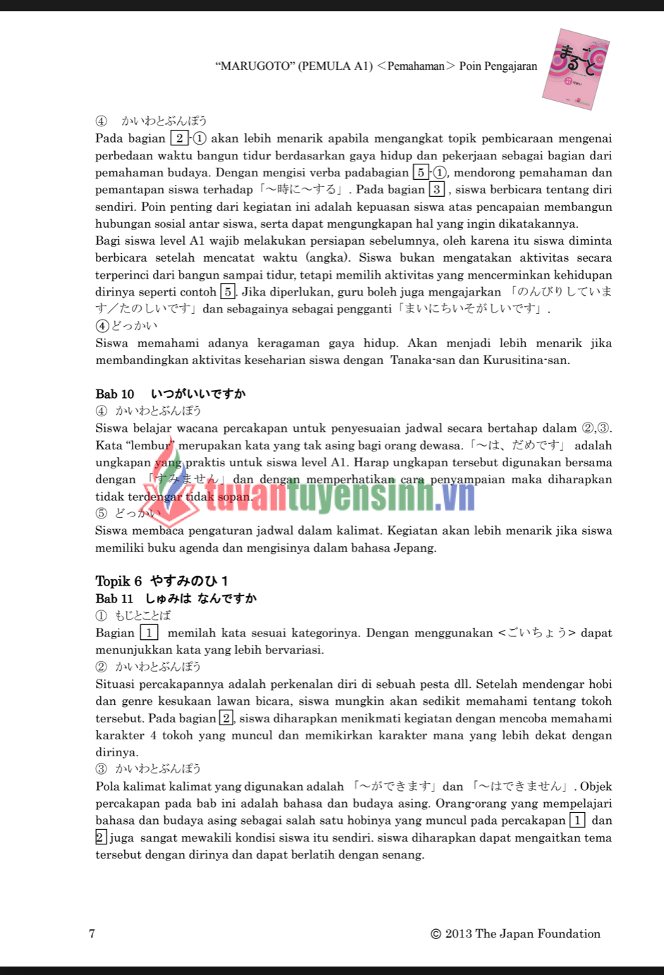 TẢI FREE sách Poin Pengajaran Marugoto A1 8