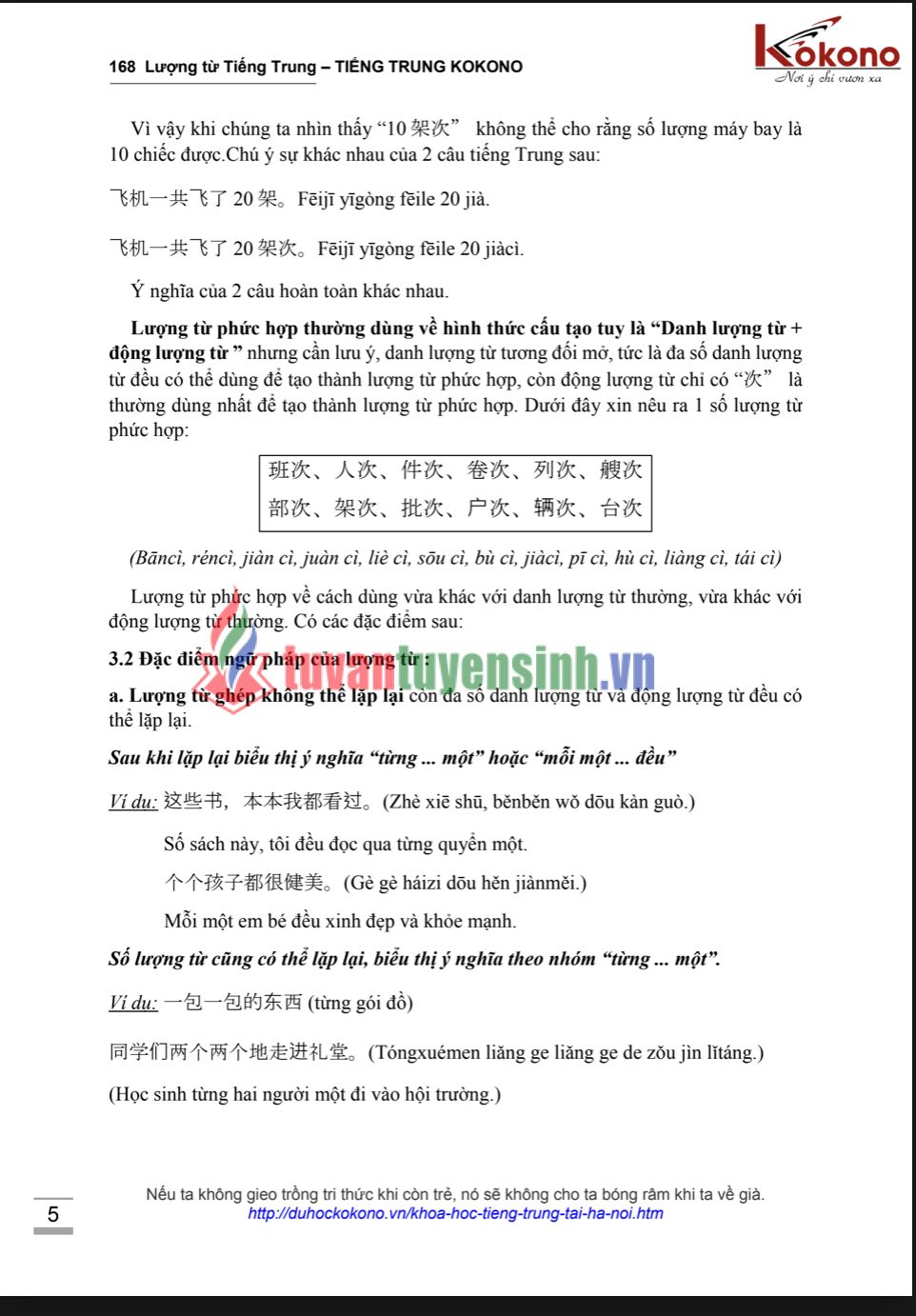 Tải FREE sách 168 Lượng Từ Tiếng Trung PDF có tiếng Việt 5