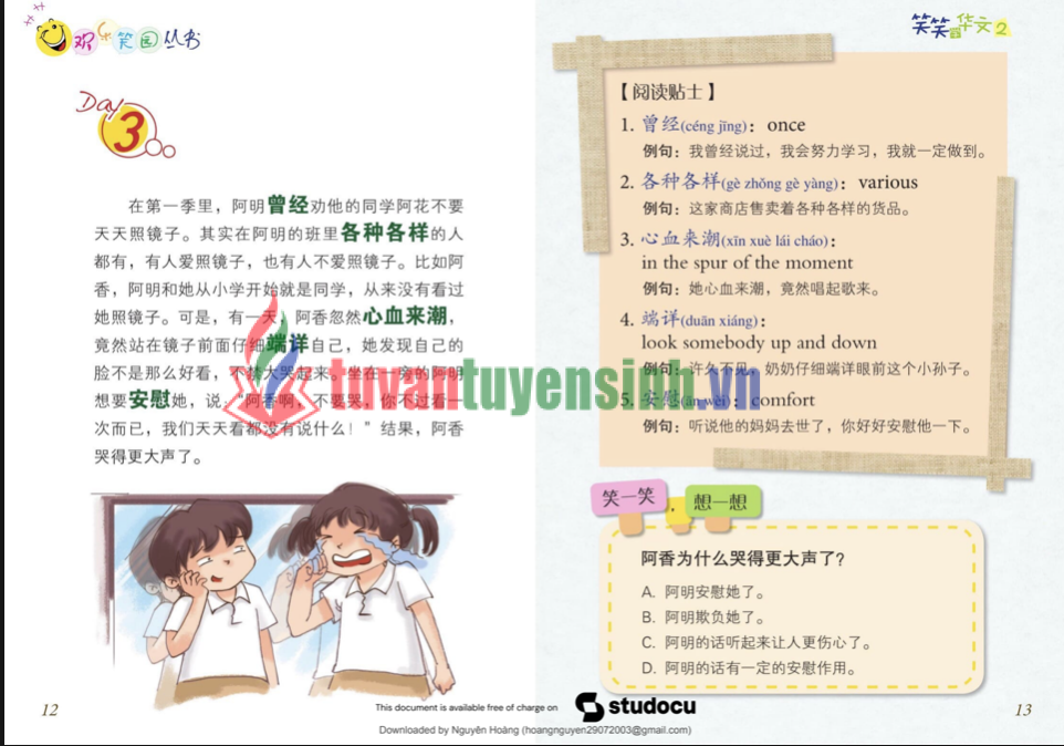 Tải FREE sách Cười mà học tiếng hoa PDF có tiếng Việt 6