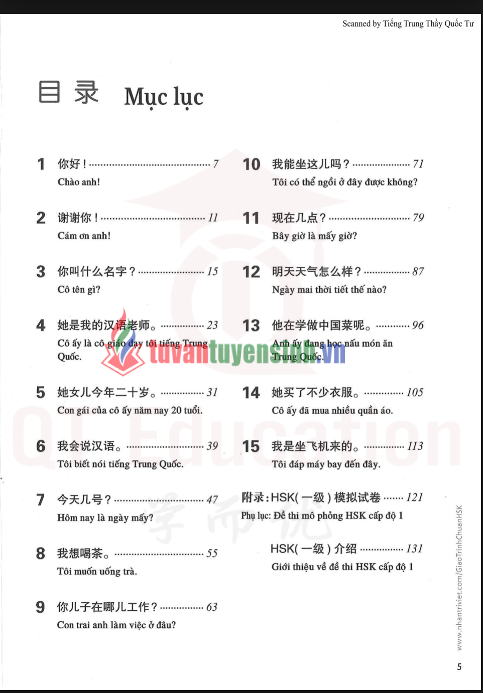 Tải FREE sách HSK1 Sách Bài Tập PDF có tiếng Việt 3