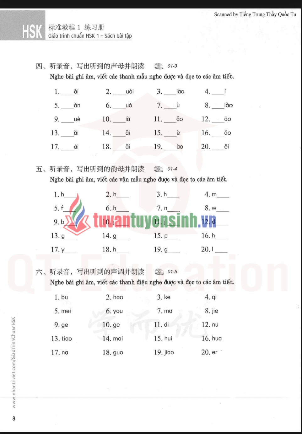Tải FREE sách HSK1 Sách Bài Tập PDF có tiếng Việt 5