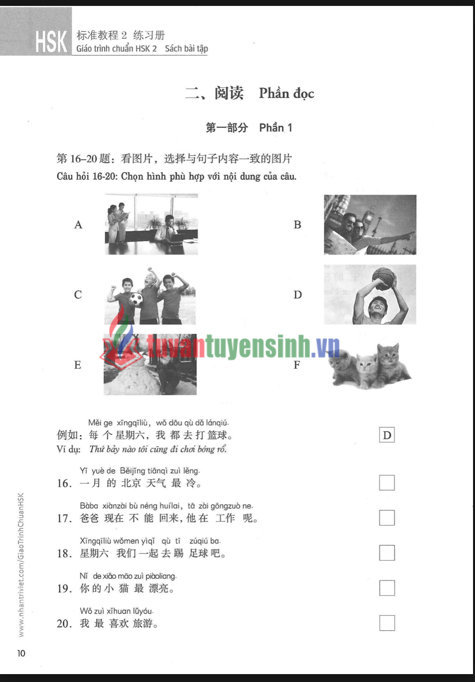 Tải Giáo trình chuẩn HSK 2 Sách Bài Tập PDF có tiếng Việt 7