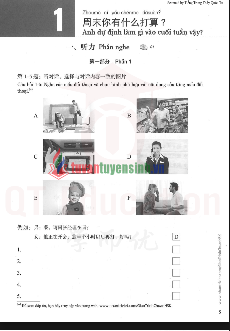 Tải Giáo trình chuẩn HSK 3 Sách Bài Tập 1 PDF có tiếng Việt 1