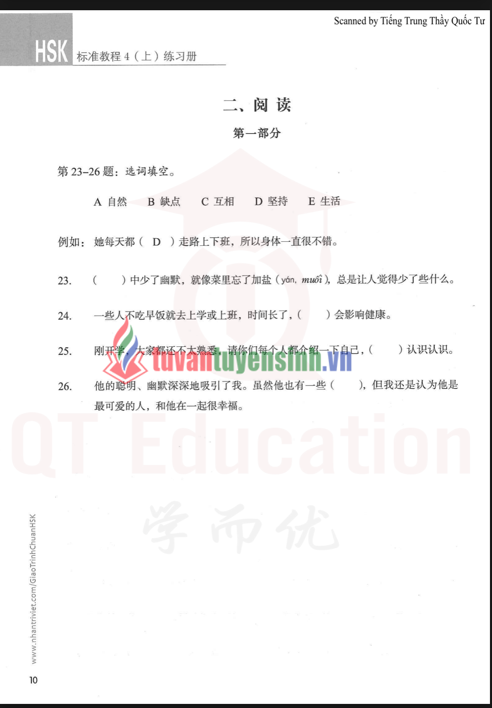 Tải Giáo trình chuẩn HSK 4 Sách Bài Tập 1 PDF có tiếng Việt 7