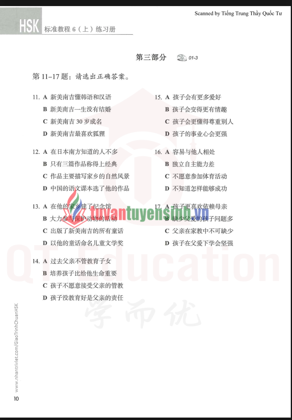 Tải Giáo trình chuẩn HSK 6 Sách Bài Tập 1 PDF có tiếng Việt 7