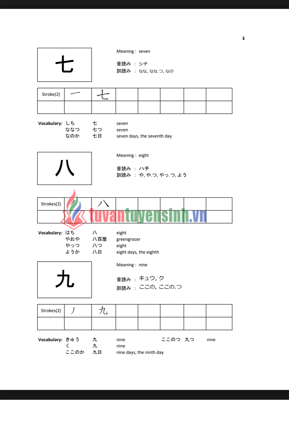 sách Basic Kanji JLPT N5 6