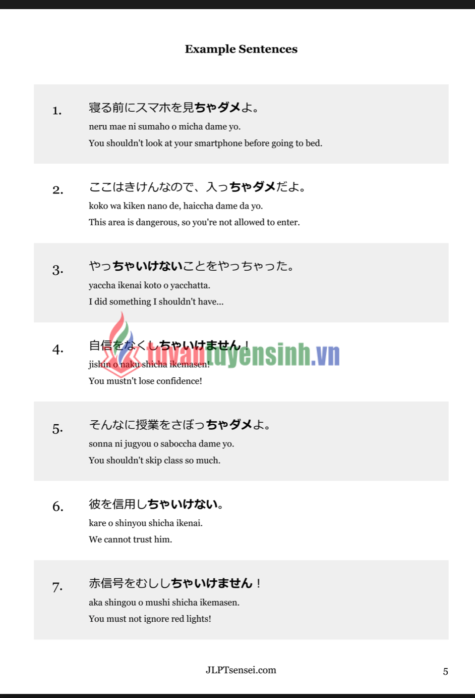 sách JLPT N5 Grammar Master e-Book 5