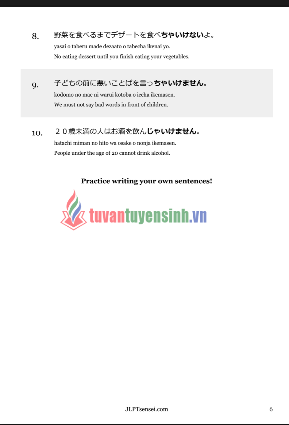 sách JLPT N5 Grammar Master e-Book 6