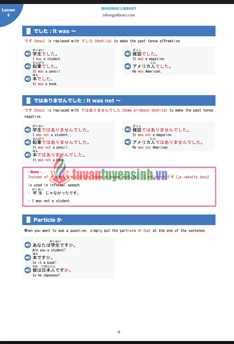 sách Japanese Grammar for JLPT N5 Kotonoha 8