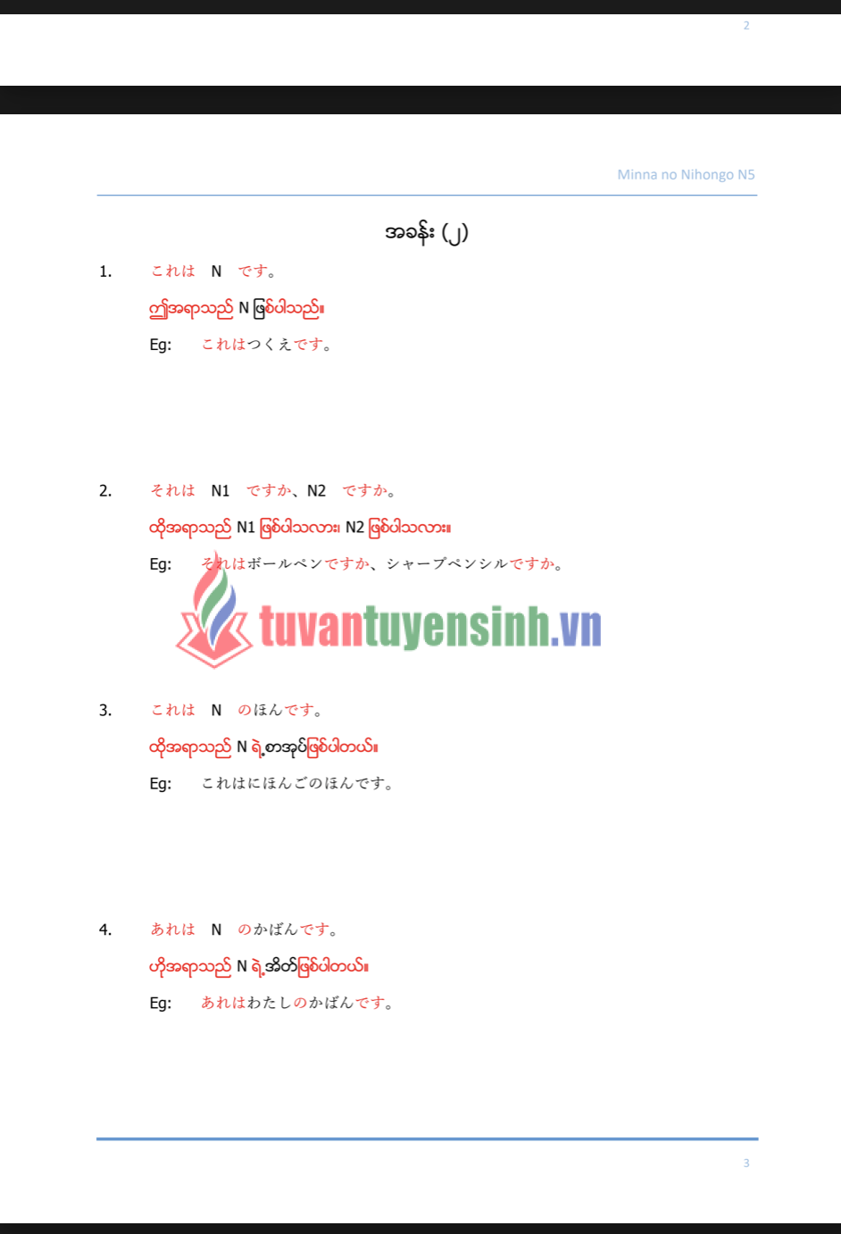 sách Minnano Nihongo N5 Grammer 3