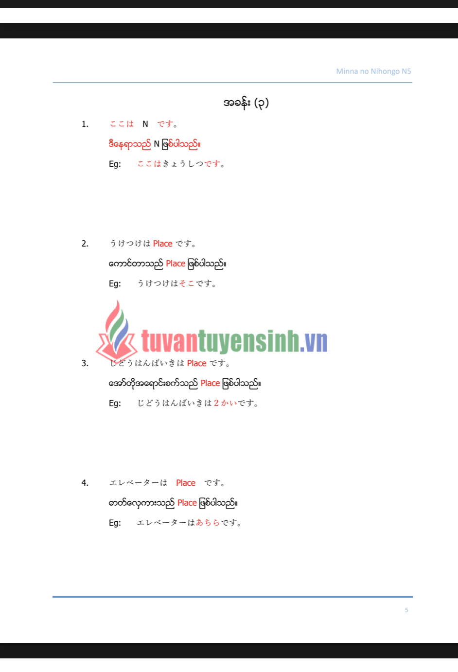 sách Minnano Nihongo N5 Grammer 5