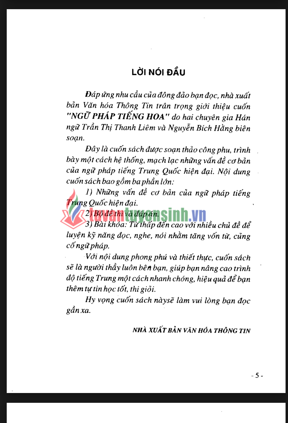 sách Ngữ Pháp Tiếng Hoa 1