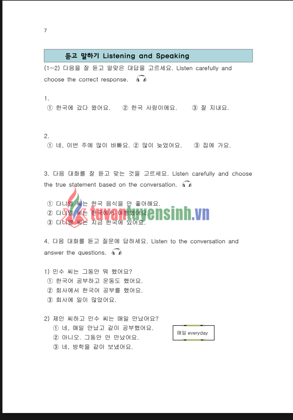 sách Sejong Korean 2 Workbook English Version 6