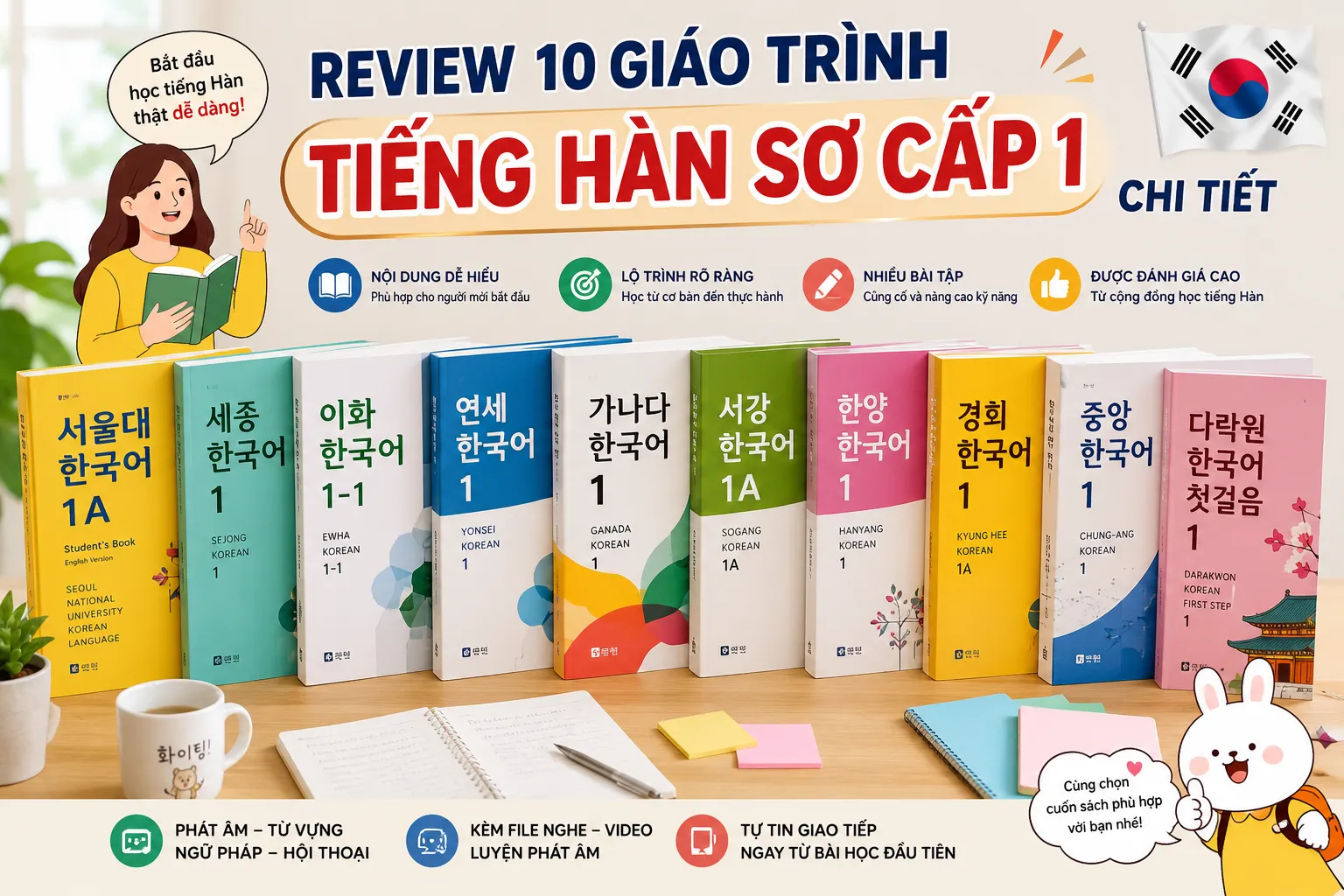 Review 10 giáo trình tiếng Hàn sơ cấp 1 chi tiết