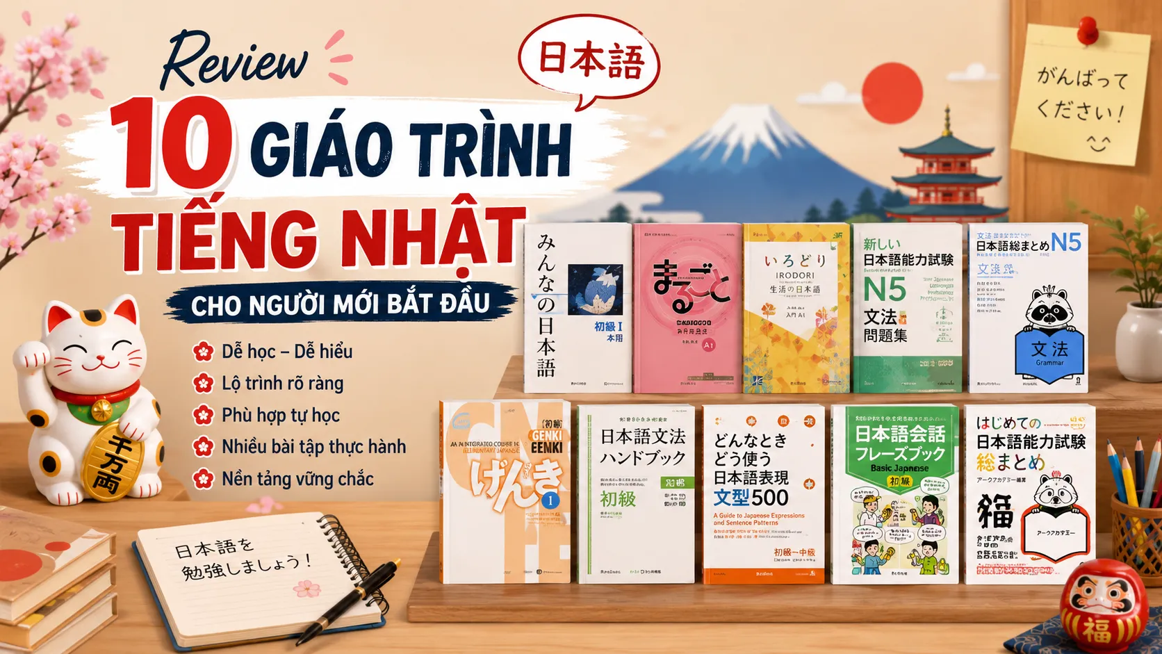 Review 10 giáo trình tiếng Nhật cho người mới bắt đầu