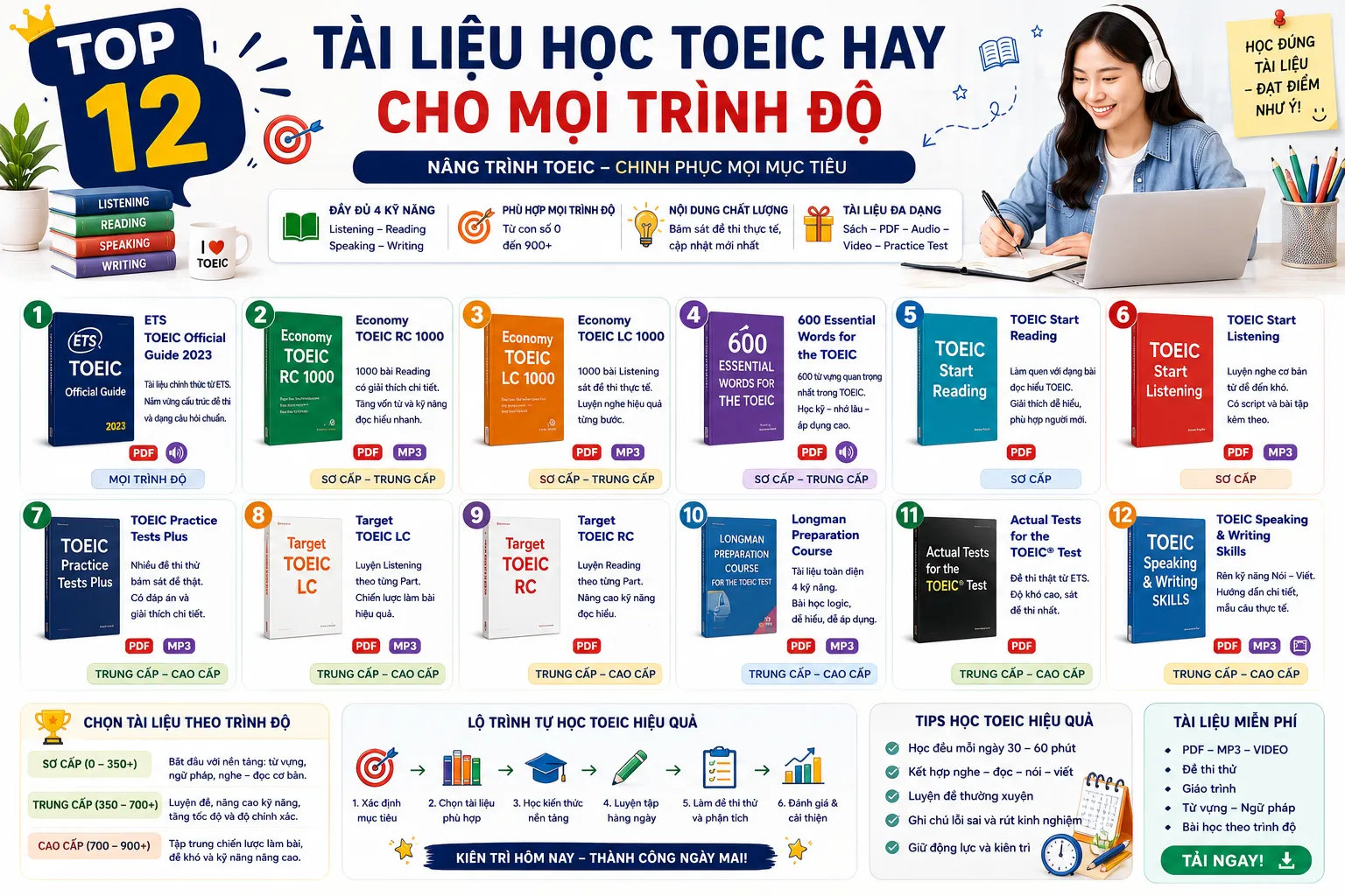 Top 12 tài liệu học TOEIC hay cho mọi trình độ