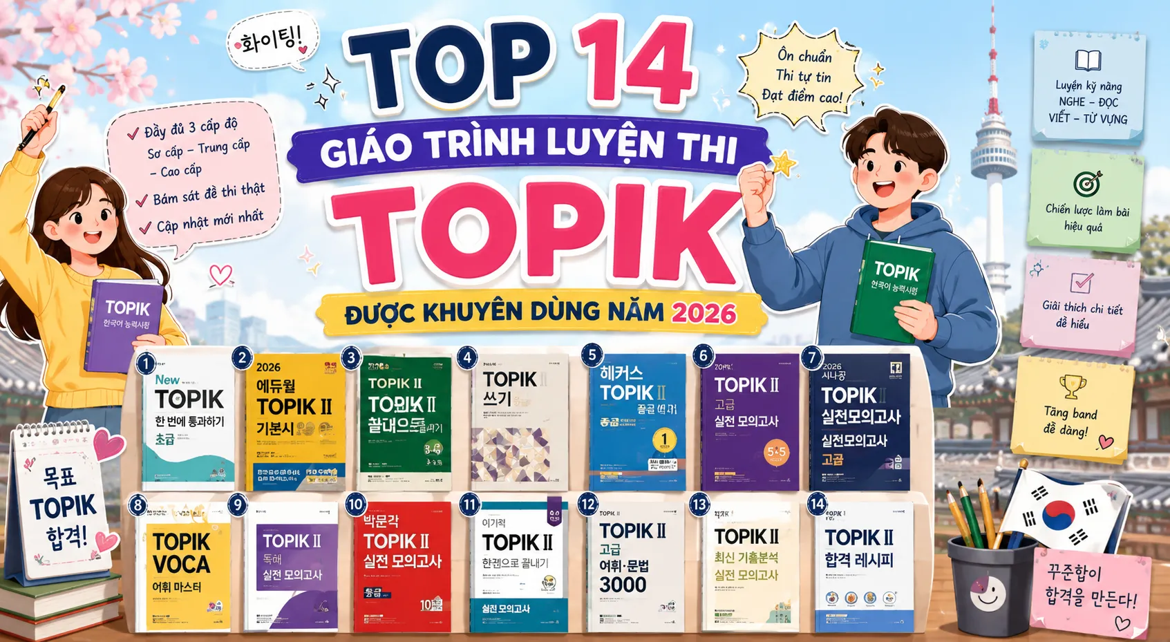 Top 14 giáo trình luyện thi TOPIK dược khuyên dùng năm 2026