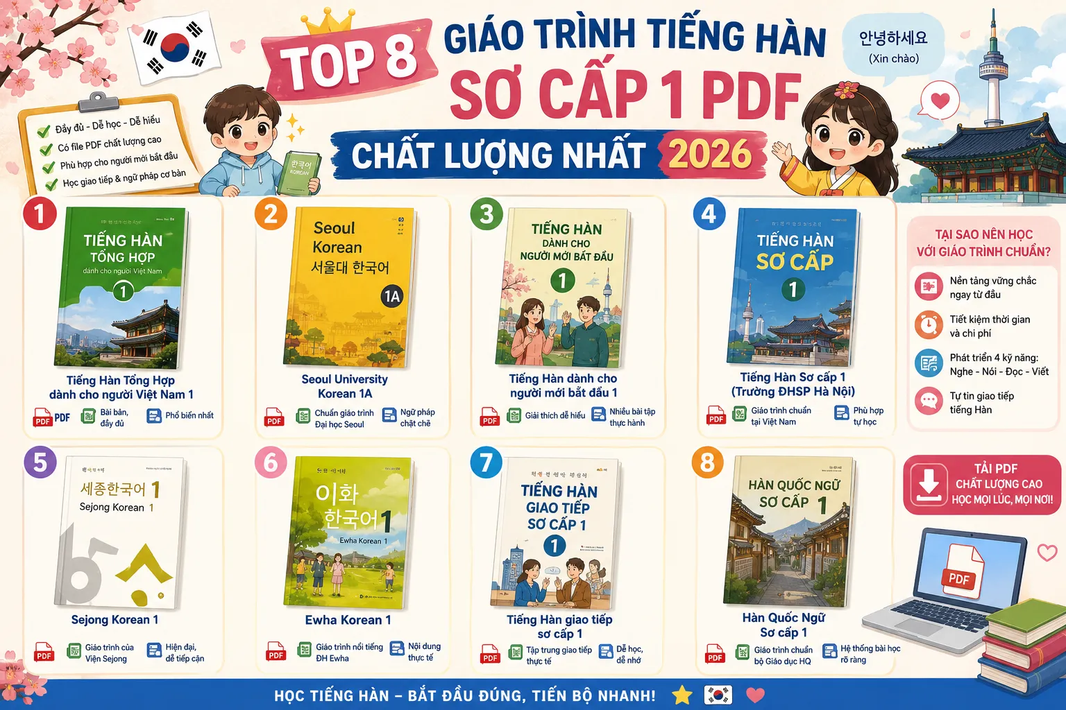 Top 8 Giáo trình tiếng Hàn sơ cấp 1 PDF chất lượng nhất 2026