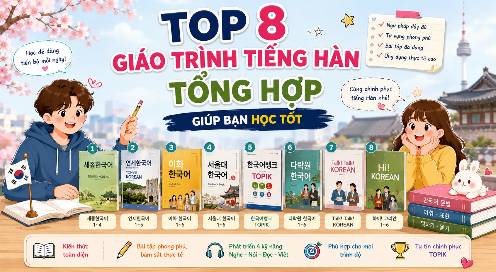 Top 8 giáo trình tiếng Hàn tổng hợp giúp bạn học tốt